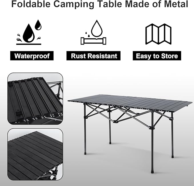 120 cm Portable Folding Camping Table – Roll-Up Outdoor Cooking & Picnic Table ECOTREK