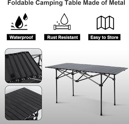 120 cm Portable Folding Camping Table – Roll-Up Outdoor Cooking & Picnic Table ECOTREK