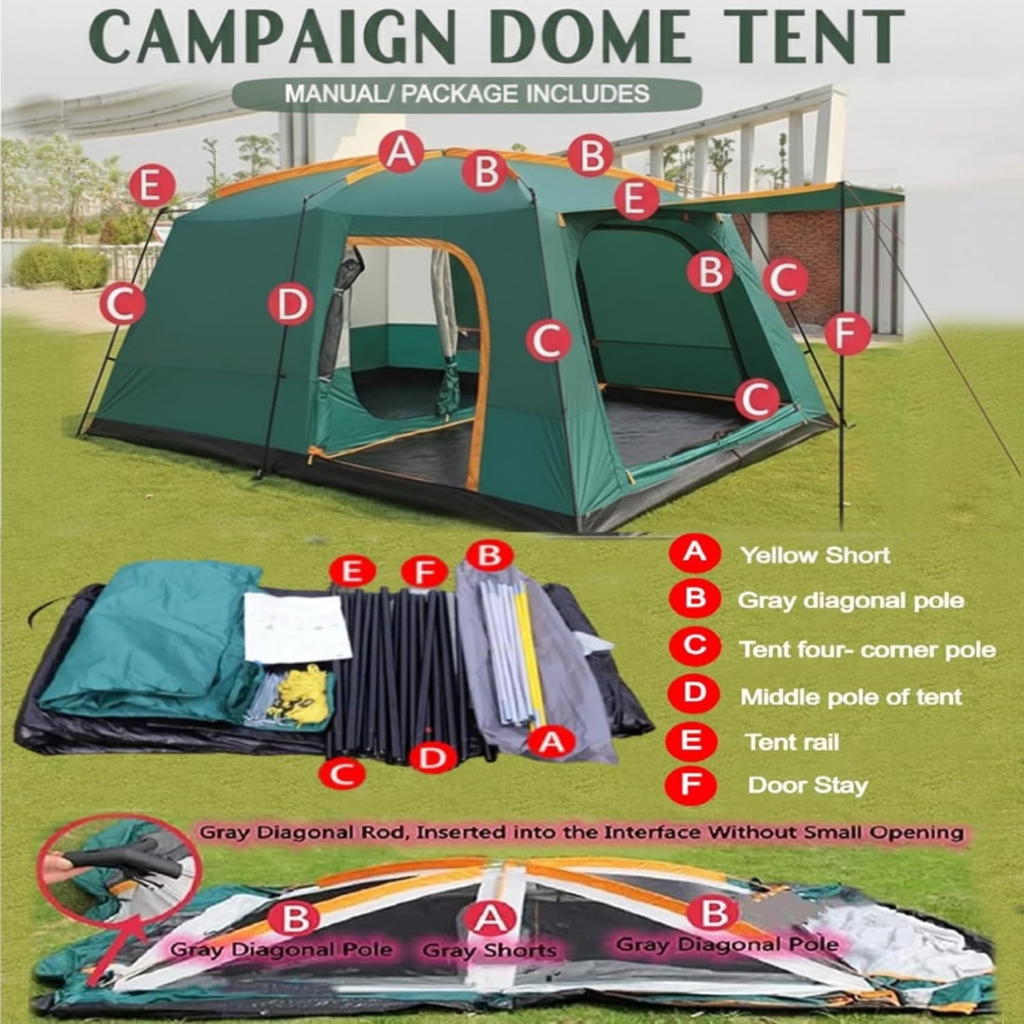 Family Tent –Double layers Waterproof-3 Size Two Colours Aavailable ECOTREK
