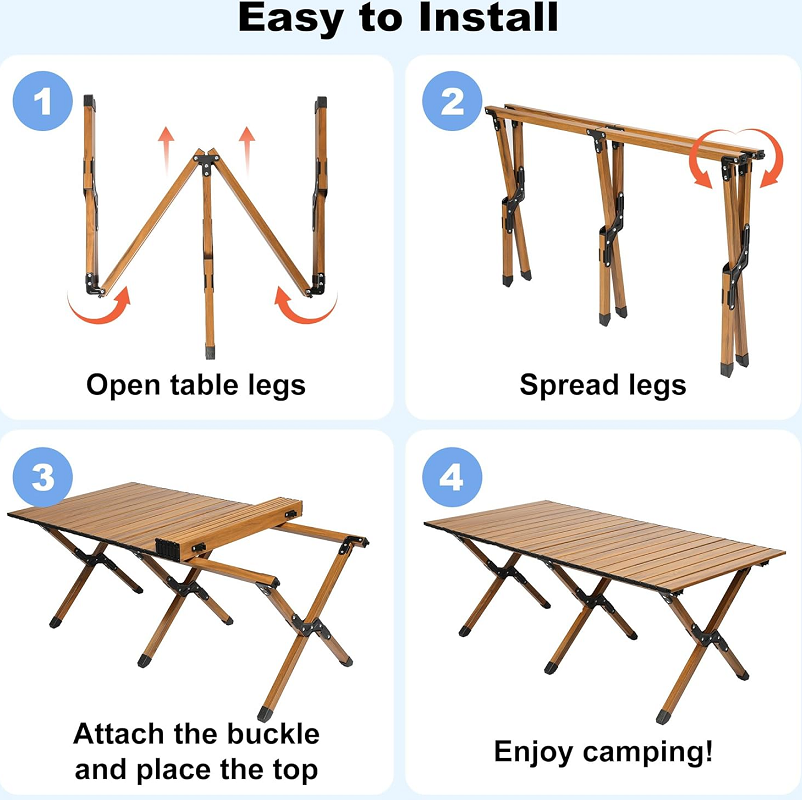 90CM Folding Dining Table Camping Picnic Egg Roll dealonline.co.nz