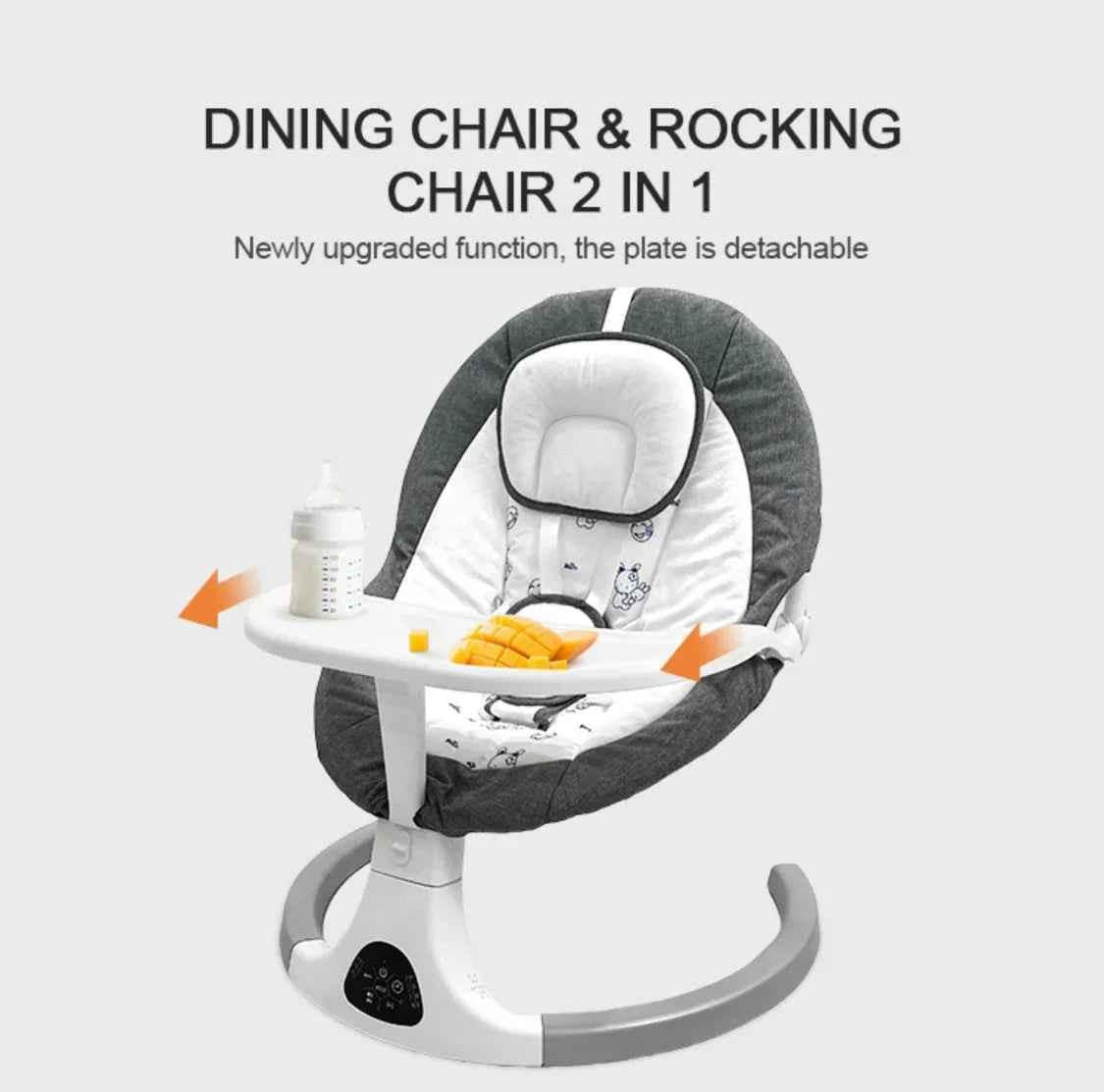 2-in-1 Electric Baby Rocker Swing / Bouncer & Dining Seat with Food Tray and Remote