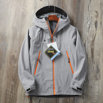 Men's Waterproof Softshell Jacket — Windproof, Hooded Hiking Shell