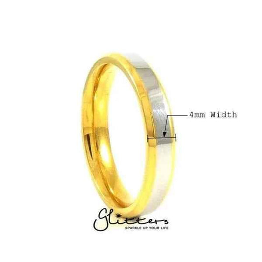 Stainless Steel 4mm Wide 2-Tone Polished Center Band Ring