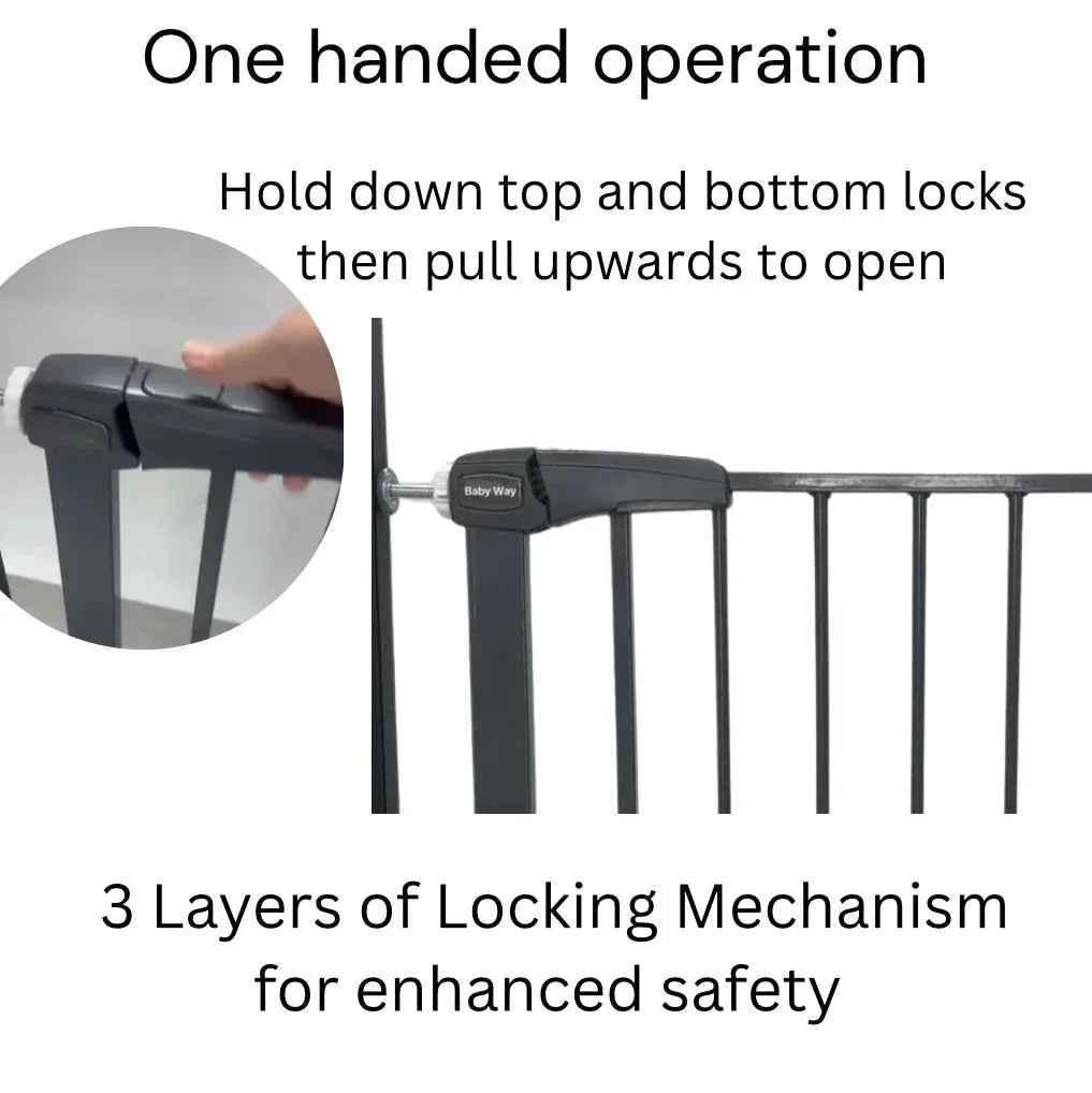 Grey Safety Gate – Secure Baby & Pet Barrier (Fits 75-84 cm Doors)