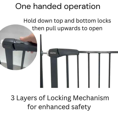 Grey Safety Gate – Secure Baby & Pet Barrier (Fits 75-84 cm Doors)