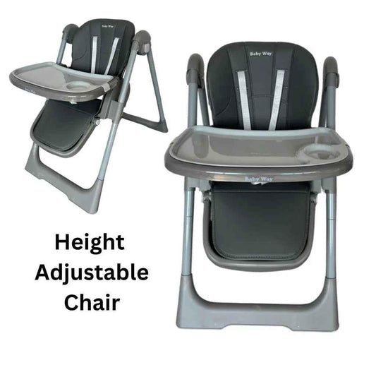 Elevate Adjustable and Folding High Chair with Locking Wheels and Storage Basket - GREY