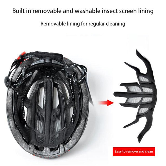 HT-22 Adult Bike Helmet – Lightweight Cycling Helmet with Magnetic Goggles & LED Tail Light HT43204 - ShopHub