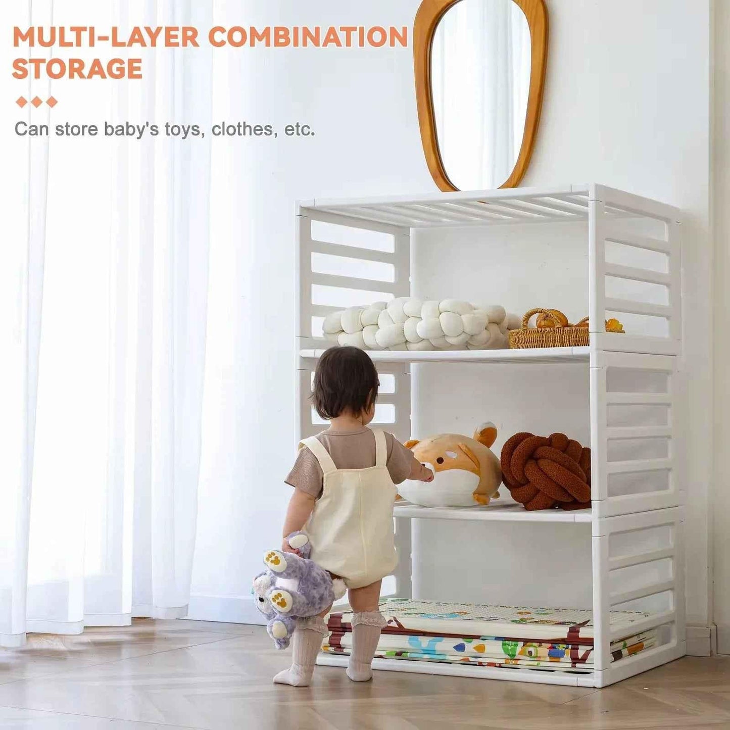 Preorder - 2 in 1 Convertible Baby Playpen 10 pieces & Storage Rack