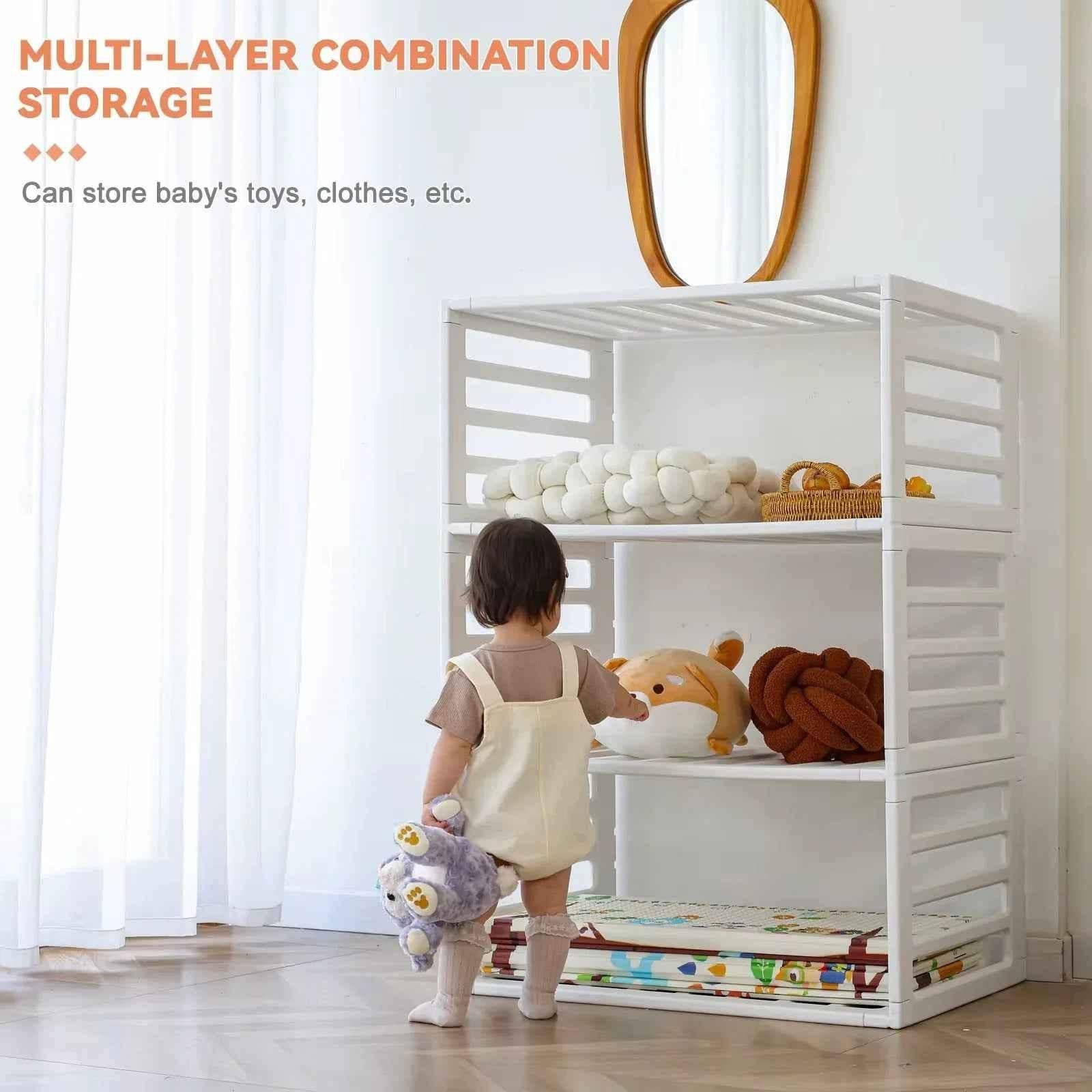 Preorder - 2 in 1 Convertible Baby Playpen 10 pieces & Storage Rack