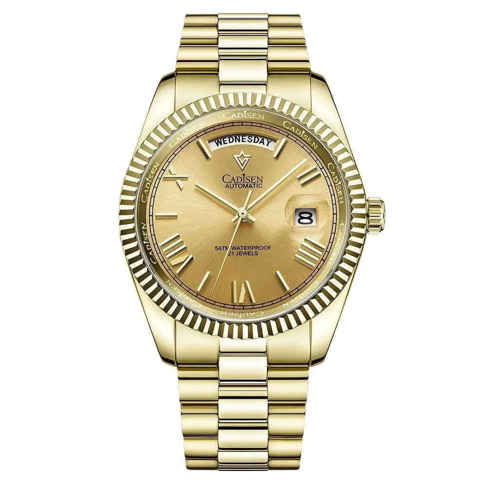Men's Mechanical Glass Watch - Waterproof Stainless Steel with Date Display | Classic Timepiece