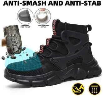 Men's High-Top Safety Shoes - Steel Toe Work Boots with Ankle Support