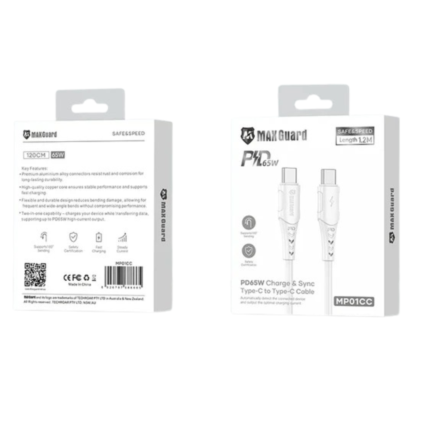 Maxguard 1.2m 65W Type-C to C Cable MP01CC