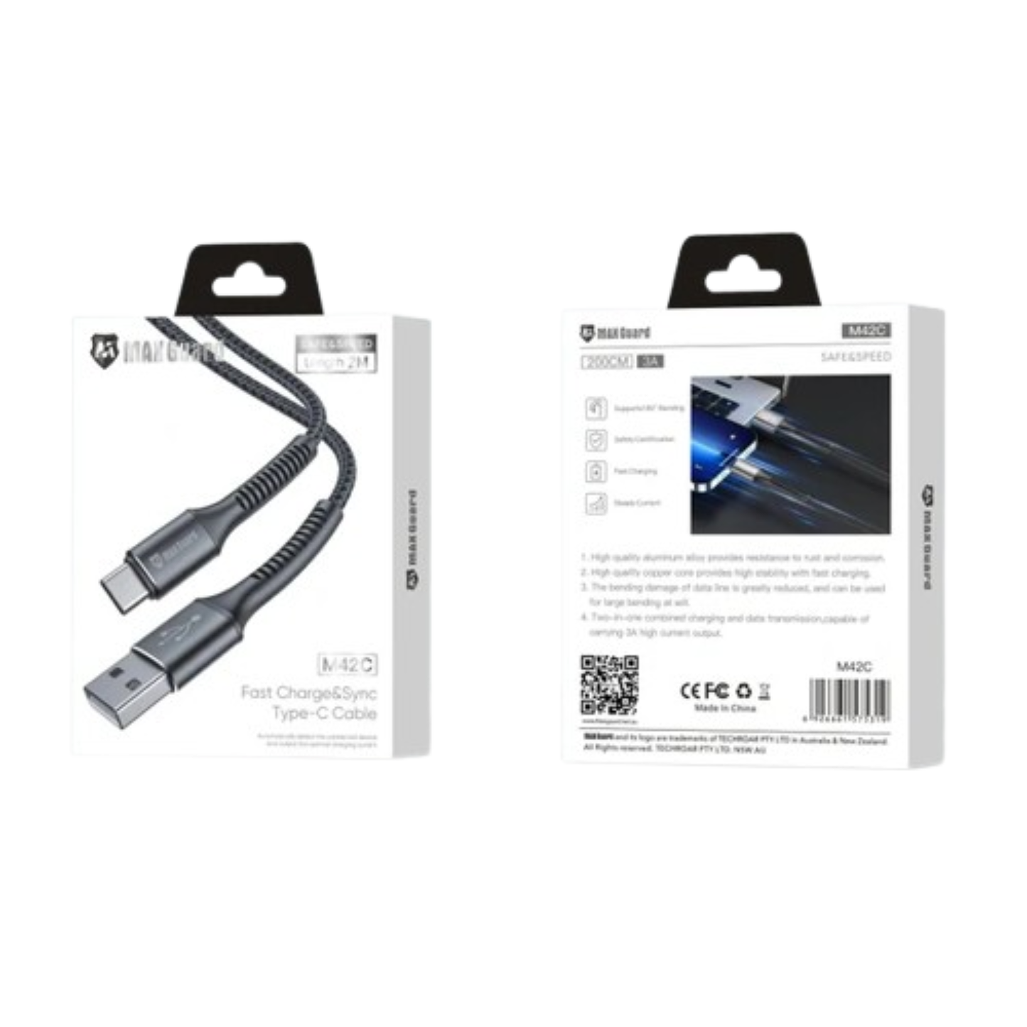 Maxguard 2m USB A To Type-C cable M42C