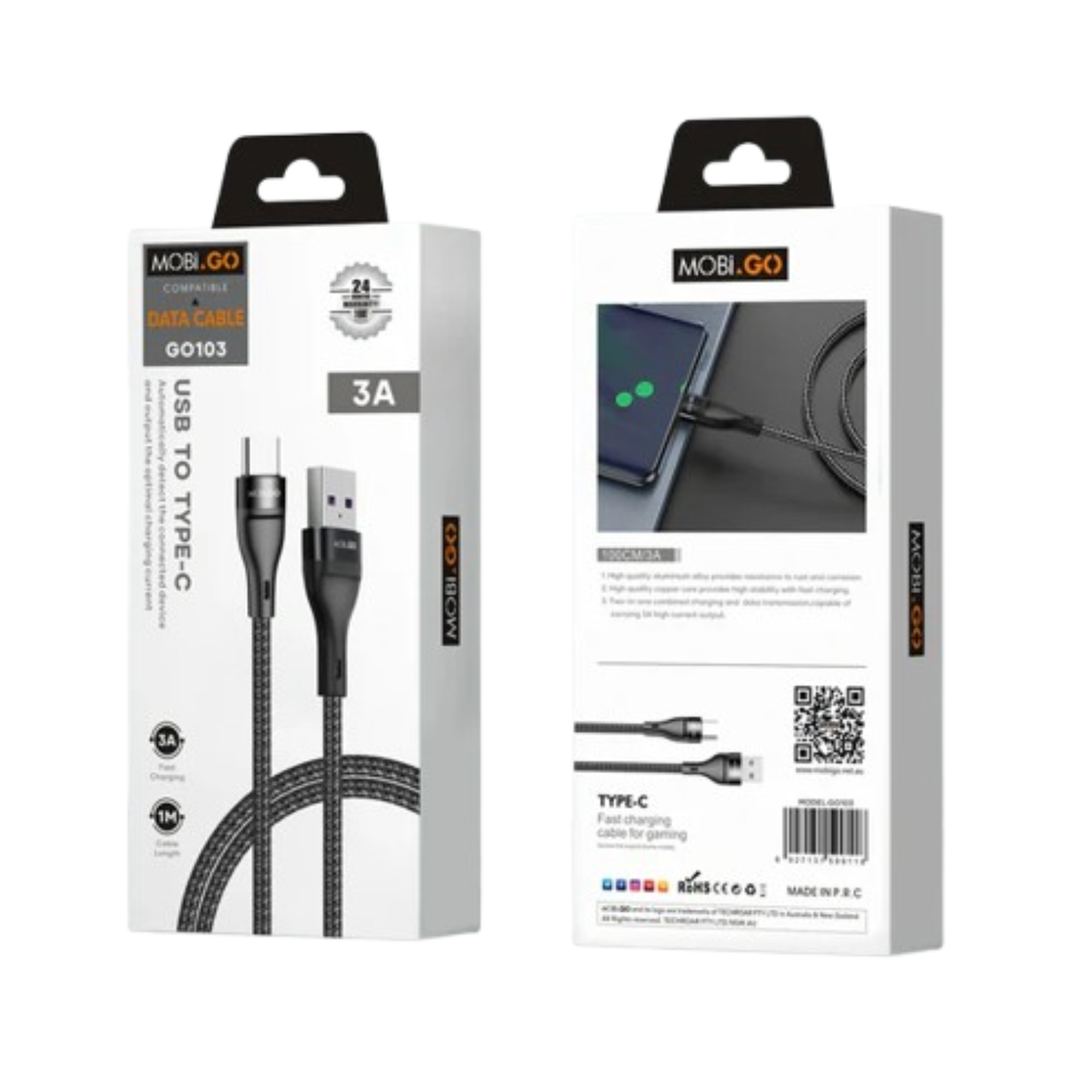 Mobigo 1m USB-A To C Cable G0103