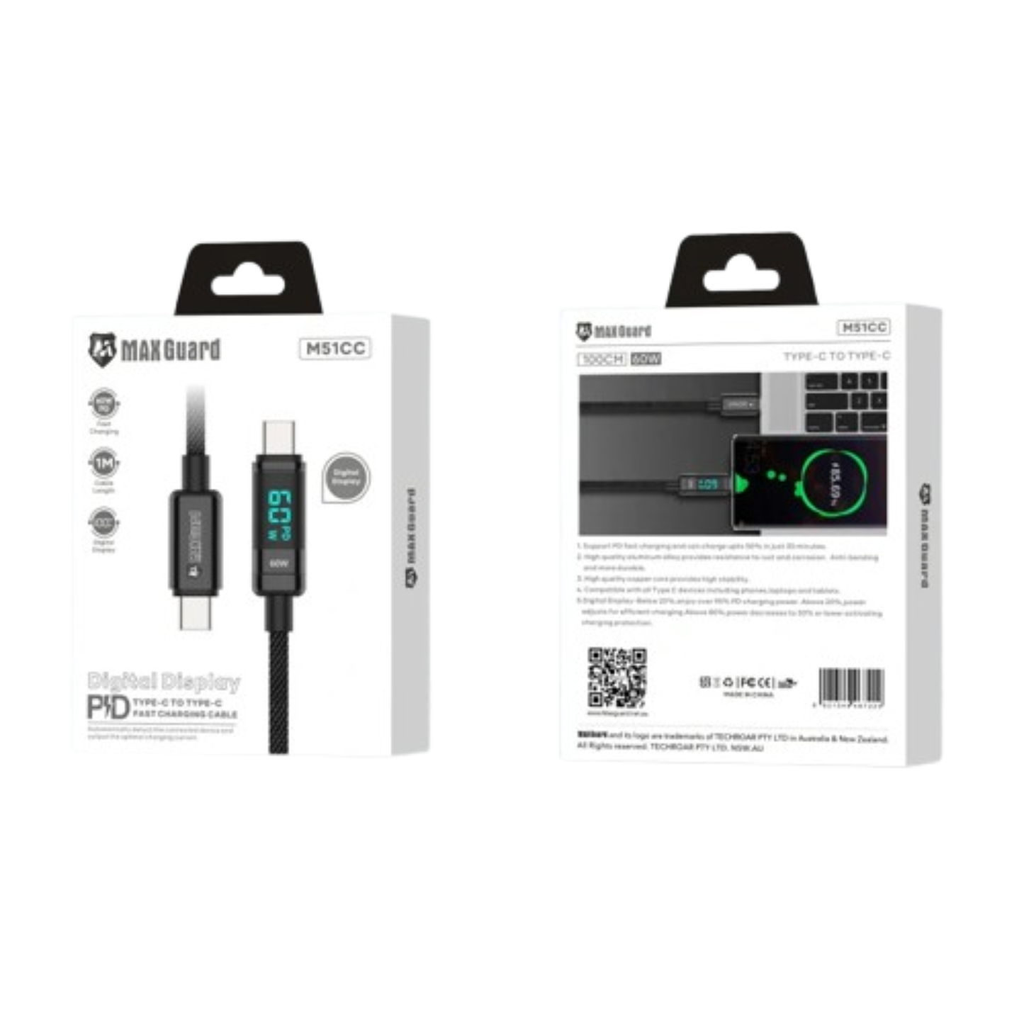 Maxguard 1m 60W Type-C to C Cable M51CC