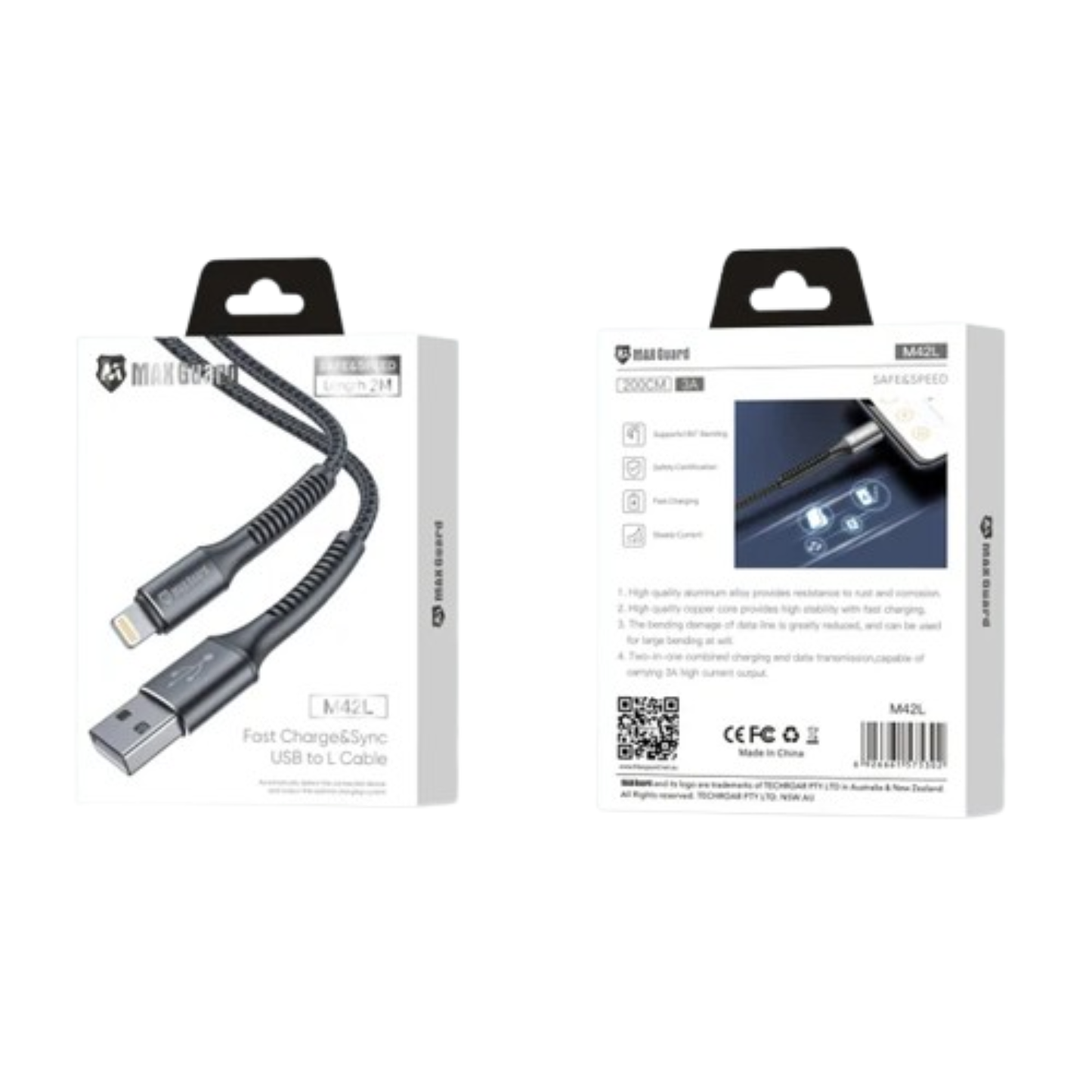 Maxguard 2m USB-A to Lightning cable M42L