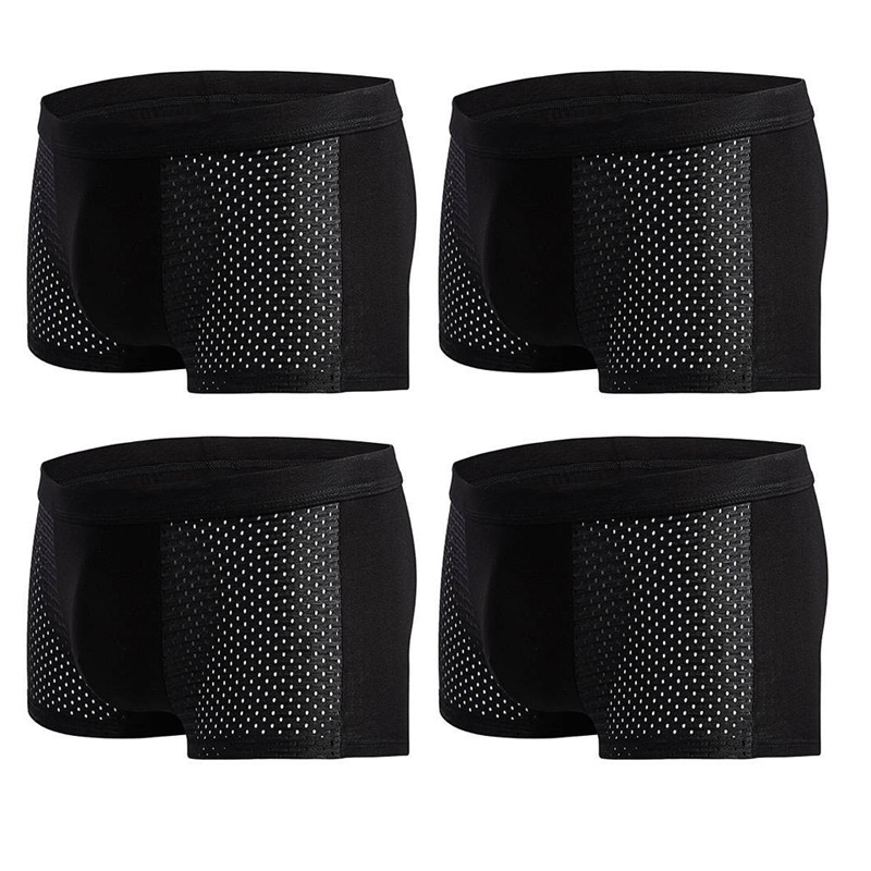 Men's Modal Boxer Shorts — Breathable Mesh Mid-Waist Underwear | Single & 4-Pack - ShopHub