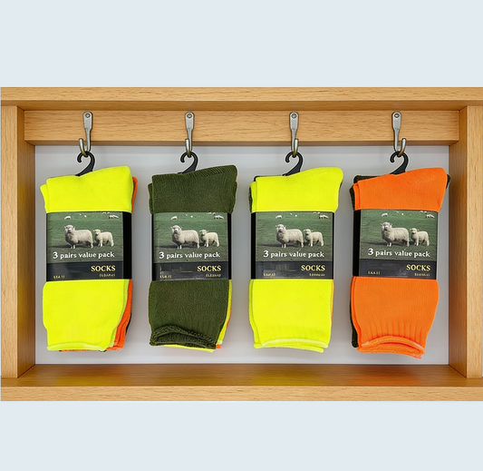 (12 Pairs) High Visible Safety Work Socks Cushioned Socks dealonline.co.nz