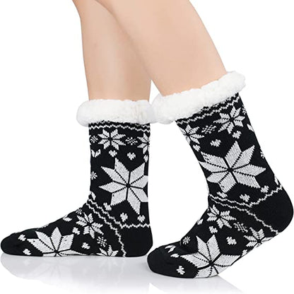 4 Pairs Womens Slipper Fuzzy Socks Winter Super Warm Soft Socks with Grippers dealonline.co.nz