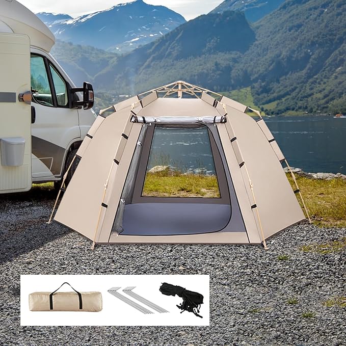 Hexagonal Camping Tent – 2–3 Person, Quick Setup ECOTREK