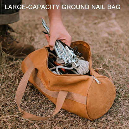 ECOTREK Canvas Tent Stake Bag – Portable Camping Peg & Hammer Storage Bag ECOTREK