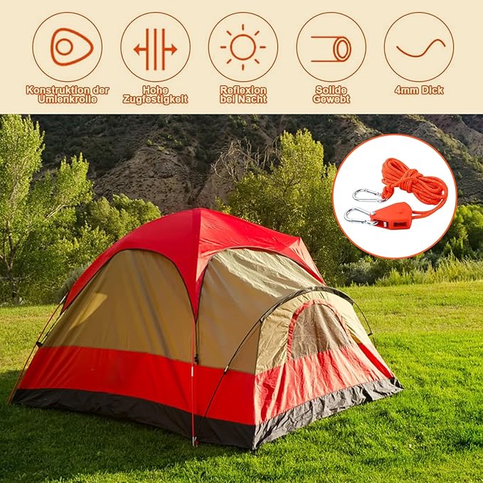 ECOTREK Reflective Ratchet Guy Ropes – Adjustable Tent Tie Down Ropes with Pulley JP5687 - ShopHub
