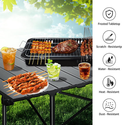 120 cm Portable Folding Camping Table – Roll-Up Outdoor Cooking & Picnic Table ECOTREK