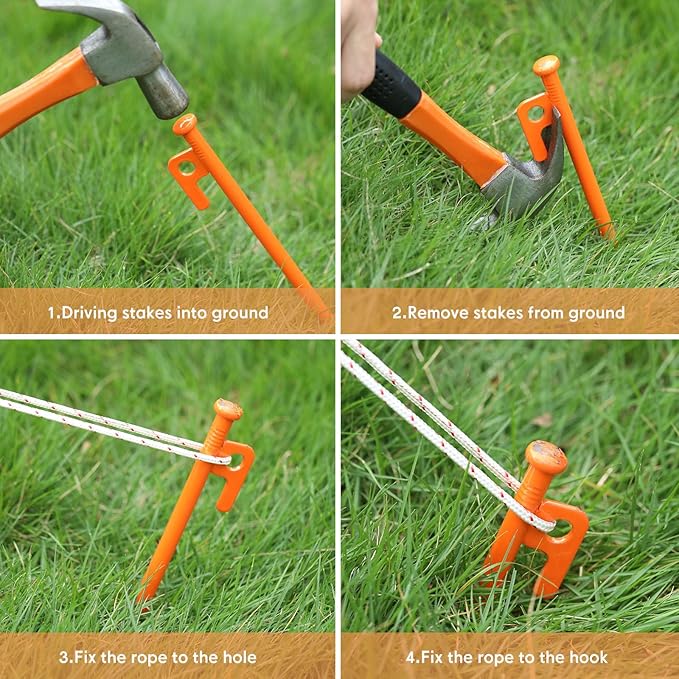 Heavy Duty Steel Tent Stakes – 30cm Metal Tent Pegs ECOTREK
