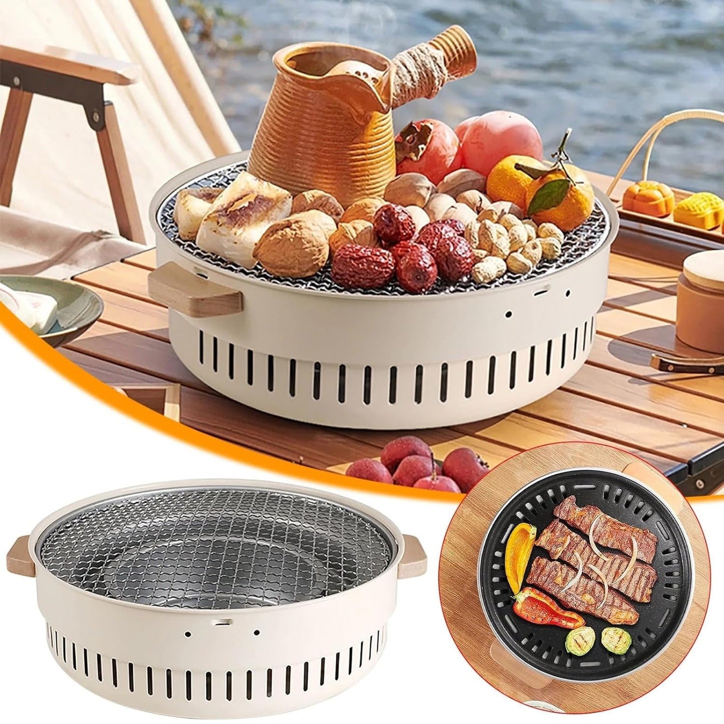 Charcoal Barbecue Gril Portable Charcoal BBQ Grill Stove Home Party Outdoor dealonline.co.nz