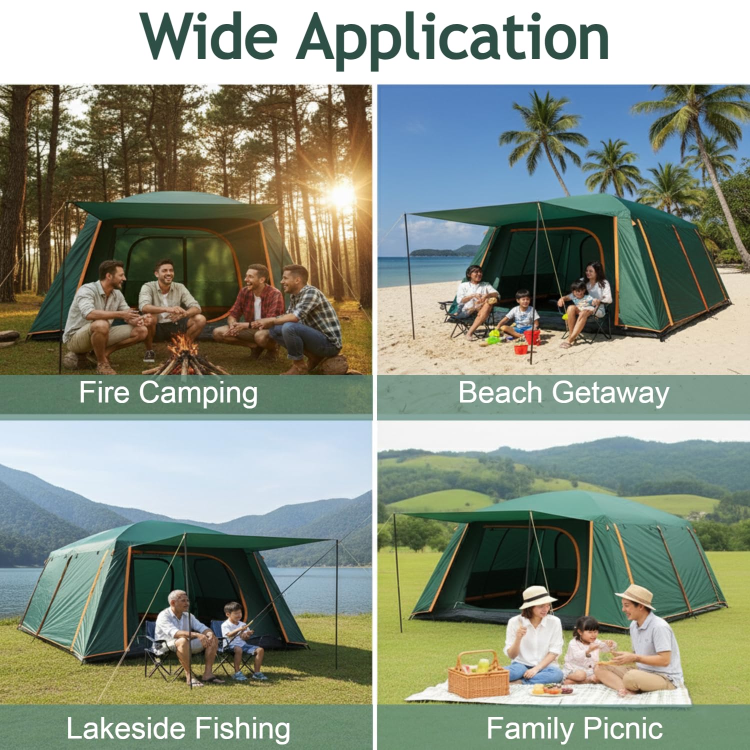 Family Tent –Double layers Waterproof-3 Size Two Colours Aavailable ECOTREK
