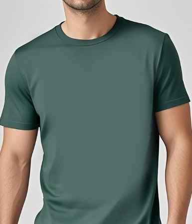 Solid Casual Short-Sleeve Crewneck T-Shirt