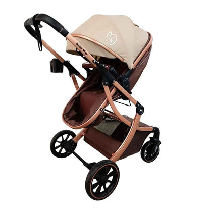 The Mint - 2 in 1 High View Reversible bassinet Stroller for 0-3 years KHAKI