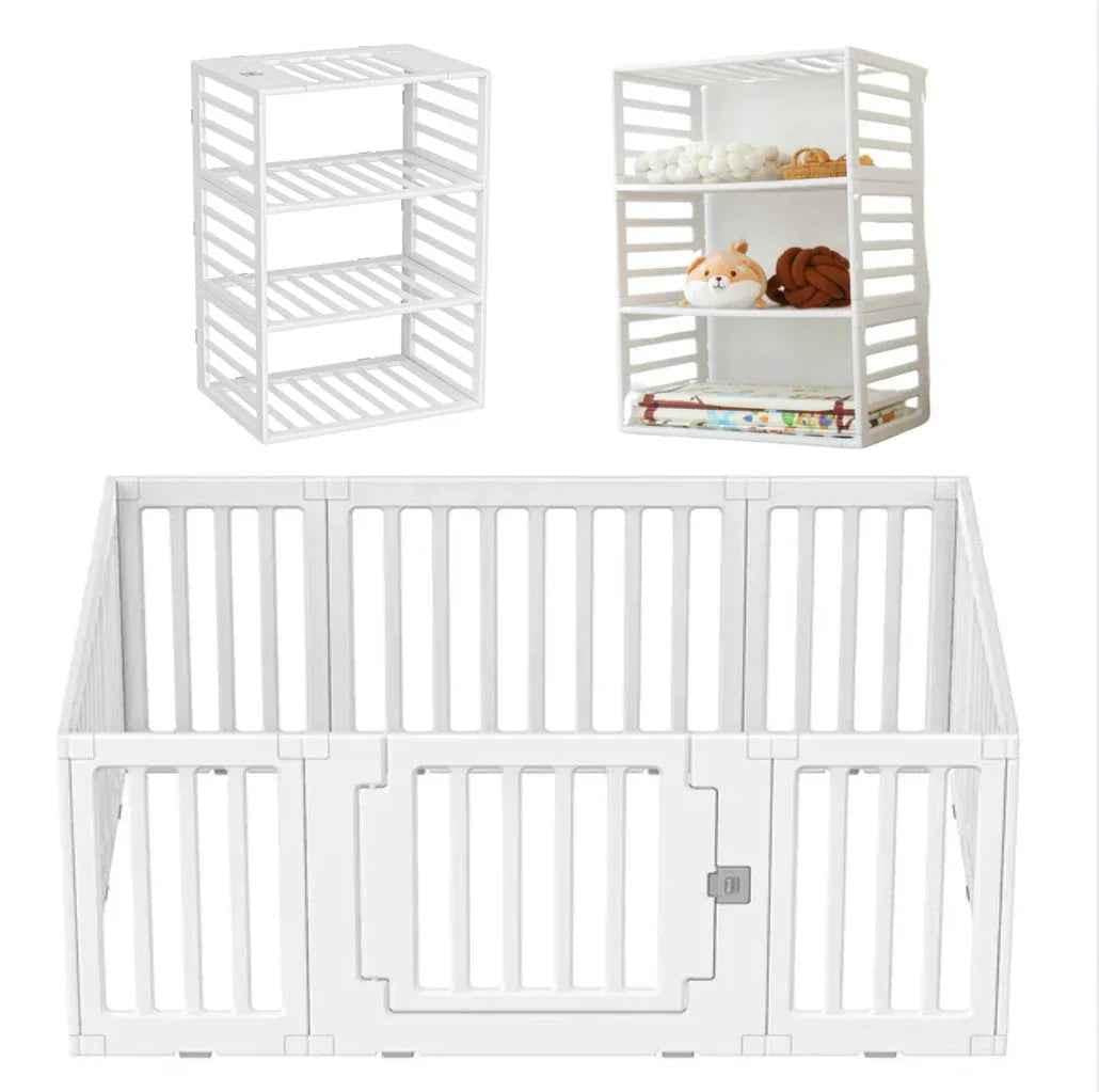 Preorder - 2 in 1 Convertible Baby Playpen 10 pieces & Storage Rack