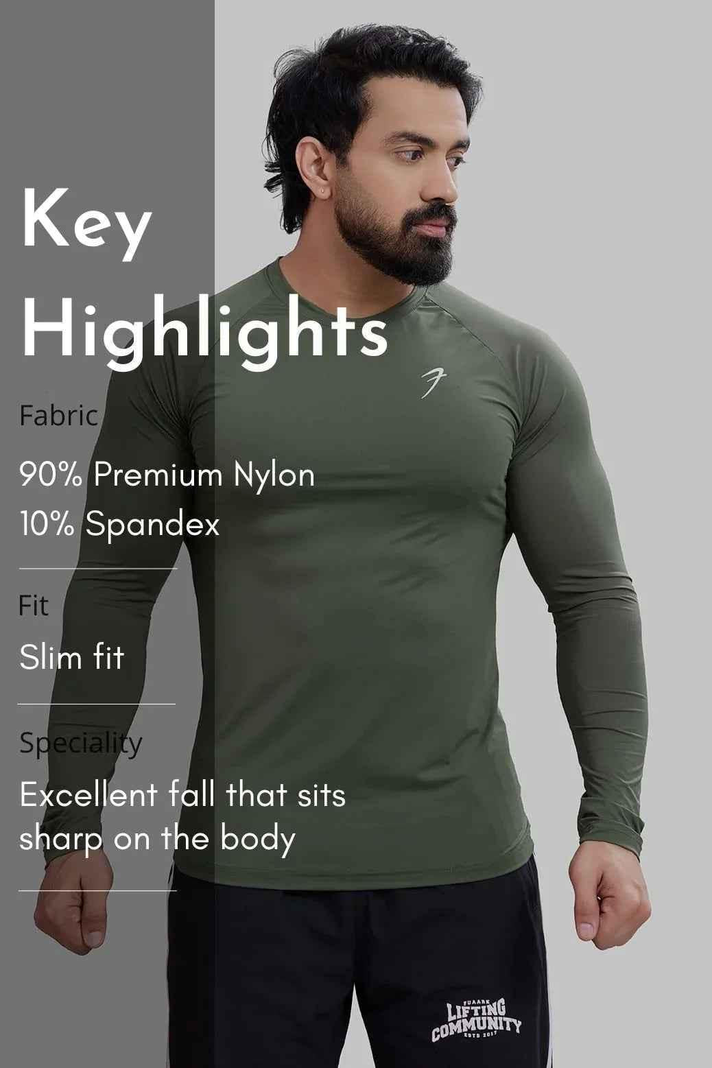 Bare Nylon Fullsleeves T-shirt Olive