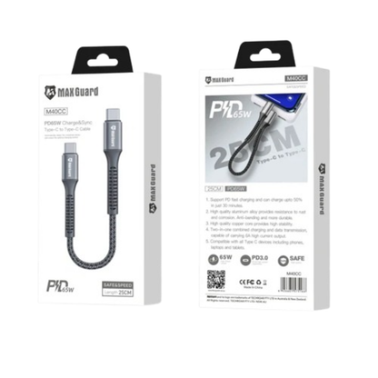 Maxguard 25cm 65W Type-C to C cable M40CC