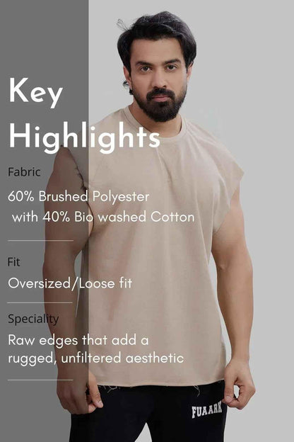 Shell Raw Capsleeves Tank Beige