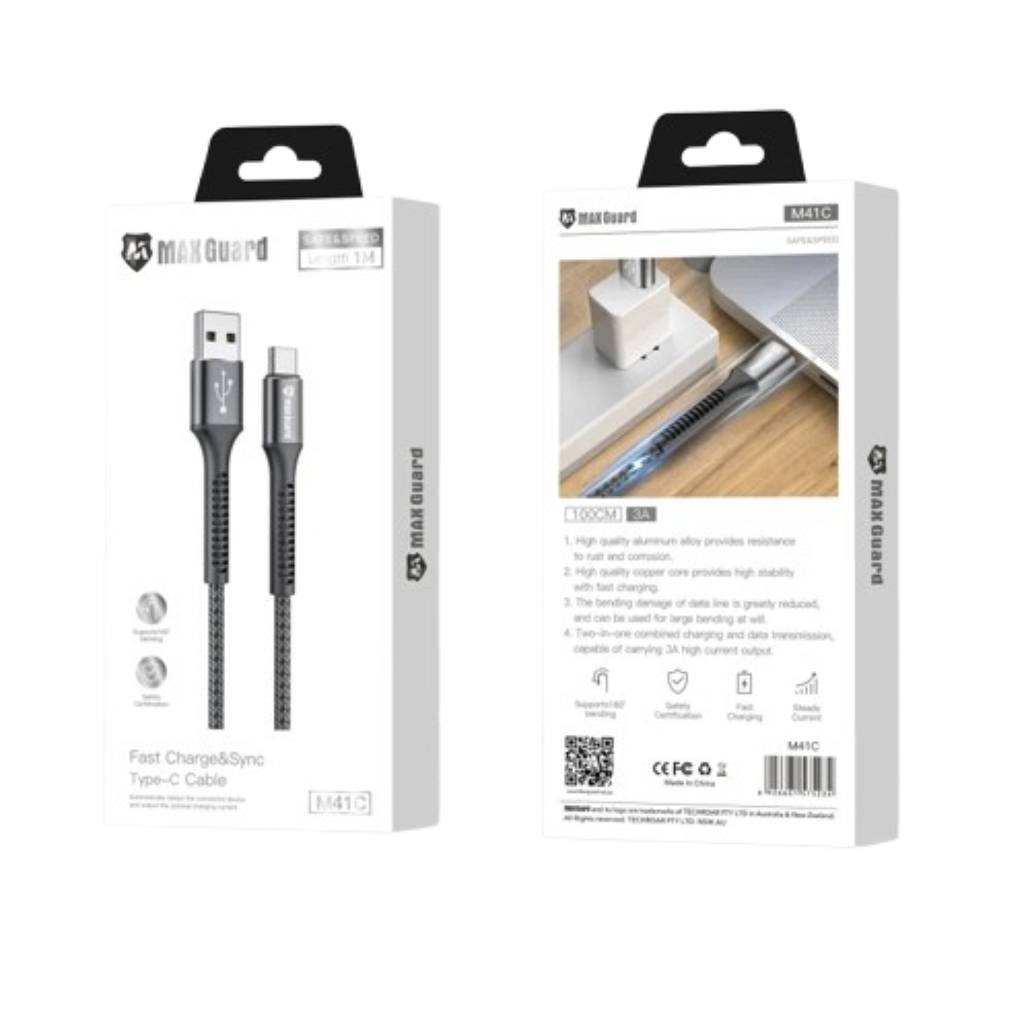 Maxguard 1m USB A To Type-C cable M41C