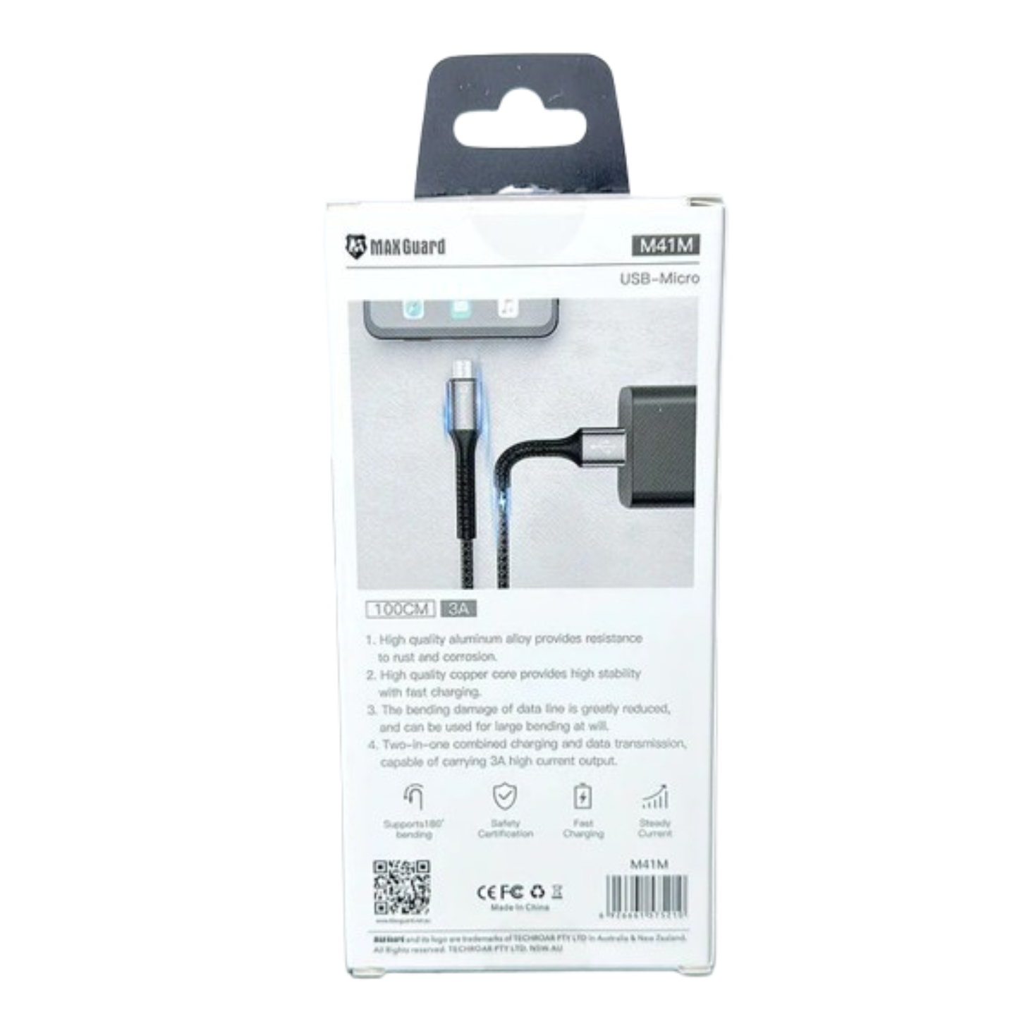 Maxguard 1m USB-A to Micro cable M41M