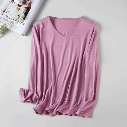 Women's V-Neck Merino Wool Thermal Base Layer - Slim Fit Long Sleeve | Winter Layering