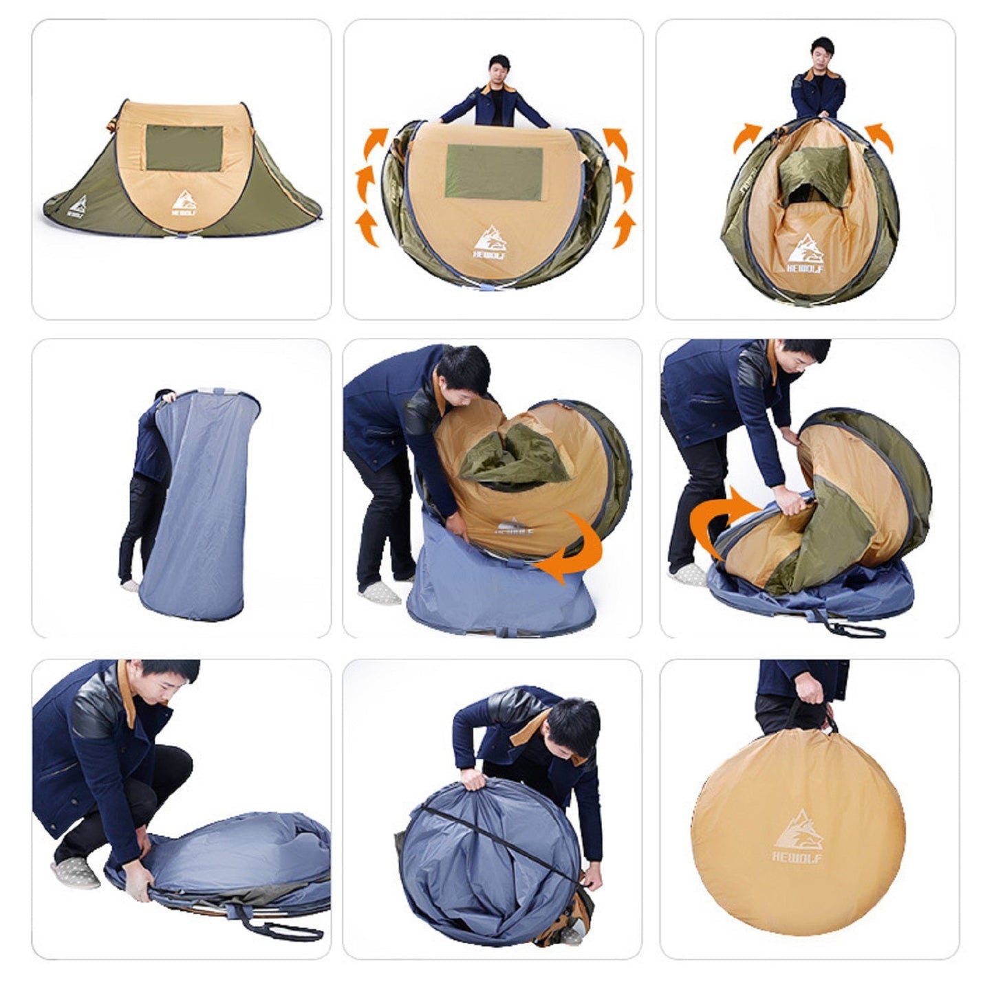 Boat-Shaped Pop-Up Camping Tent Large 260(L) x 150 (W) x 105(H)cm ECOTREK