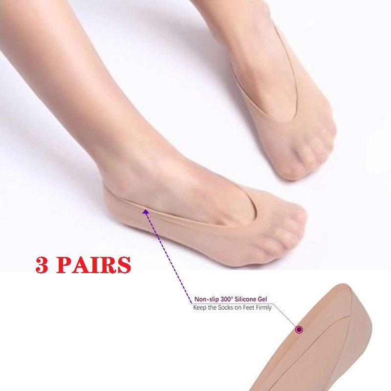 3 Pairs Women Invisible Low Cut Anti Slippery Stretchy Loafer Boats Socks dealonline.co.nz