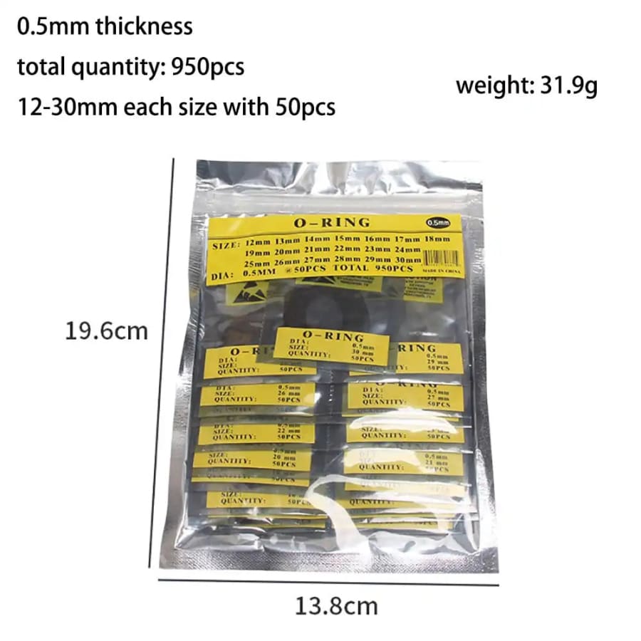 950 Piece Set of Watch O-rings 0.5mm / 12-30mm (for waterproof watches) That Watch Shop