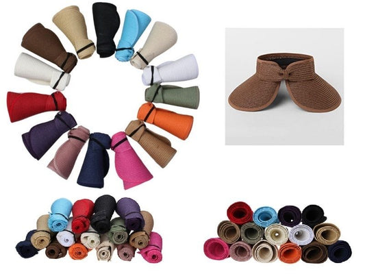 Women Girl Foldable Roll Up Sun Beach Straw Visor Hat Summer Kid Wide Brim Cap dealonline.co.nz