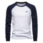 Men's Cotton Long Sleeve Color Block T-Shirt - Casual Comfort & Style