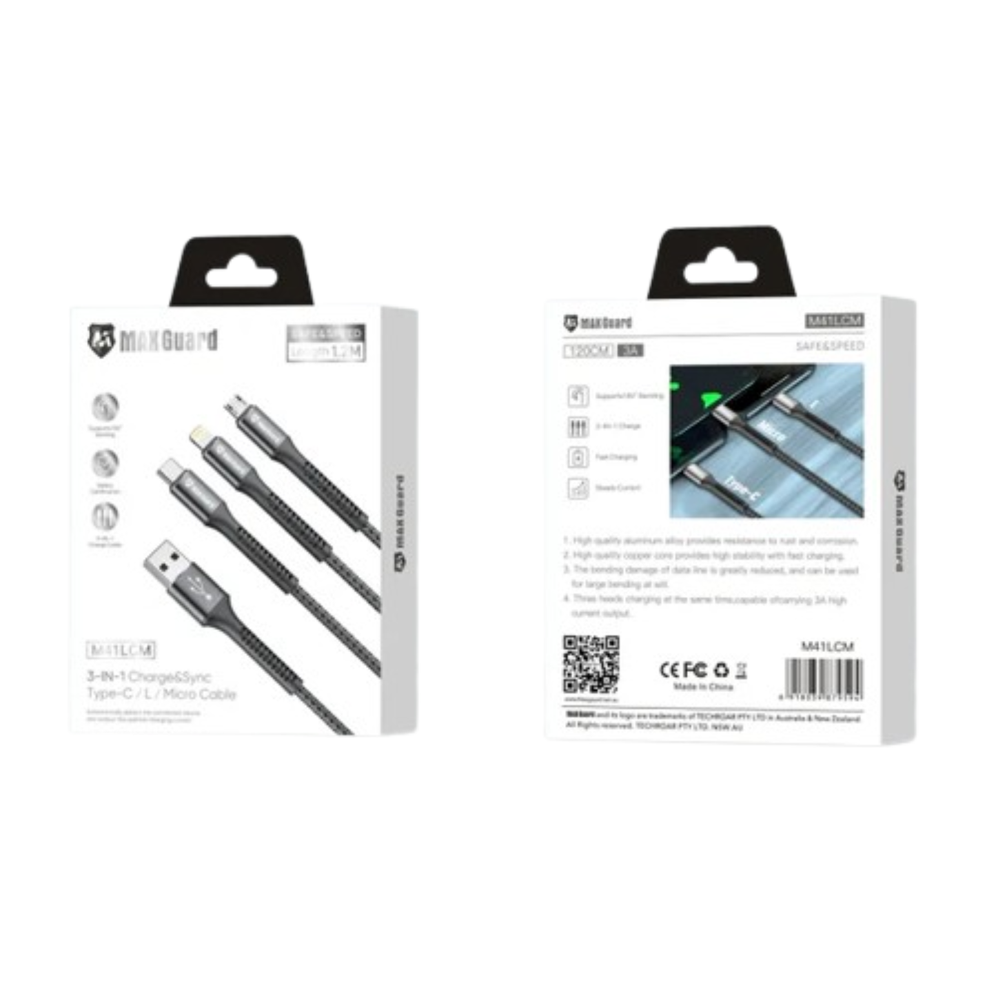 Maxguard 1.2m 3 in 1 cable M41LCM