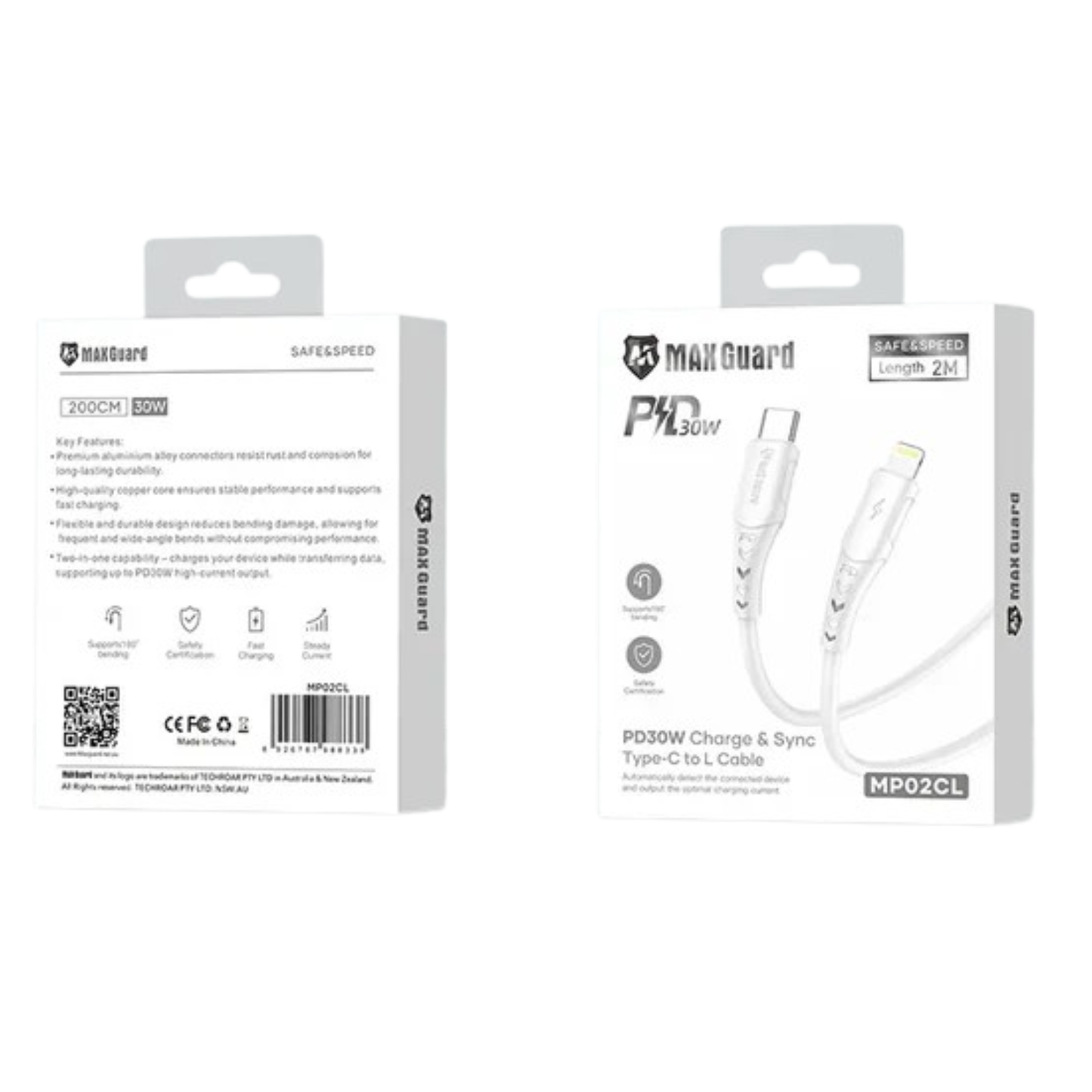 Maxguard 2m 30W Type-C to Lightning Cable MP02CL