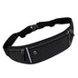Black 9eight5 running waist bag with 45cm x 11cm size, designed for active wear and outdoor activities.