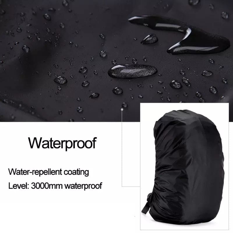 Black waterproof backpack cover by 9eight5 designed for 35L backpacks, protecting against rain and moisture.