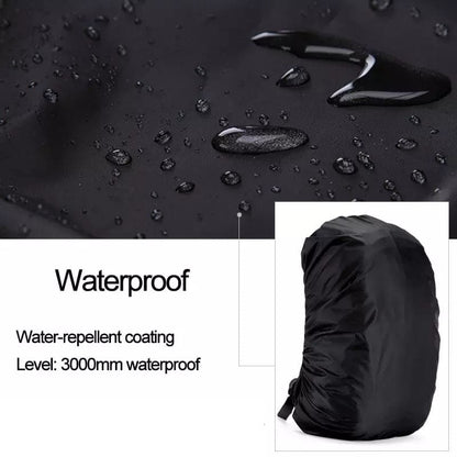 Black waterproof backpack cover by 9eight5 designed for 35L backpacks, protecting against rain and moisture.