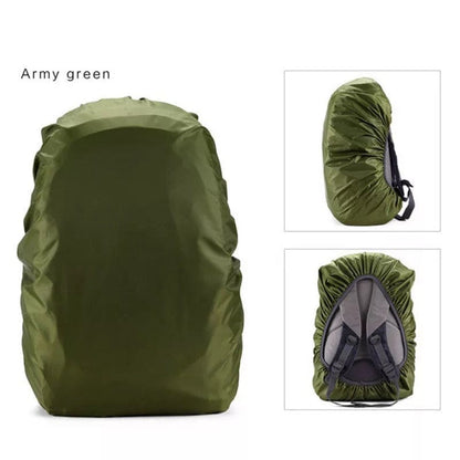 Army green waterproof backpack cover by 9eight5, designed to protect all 35L backpacks from rain and moisture.